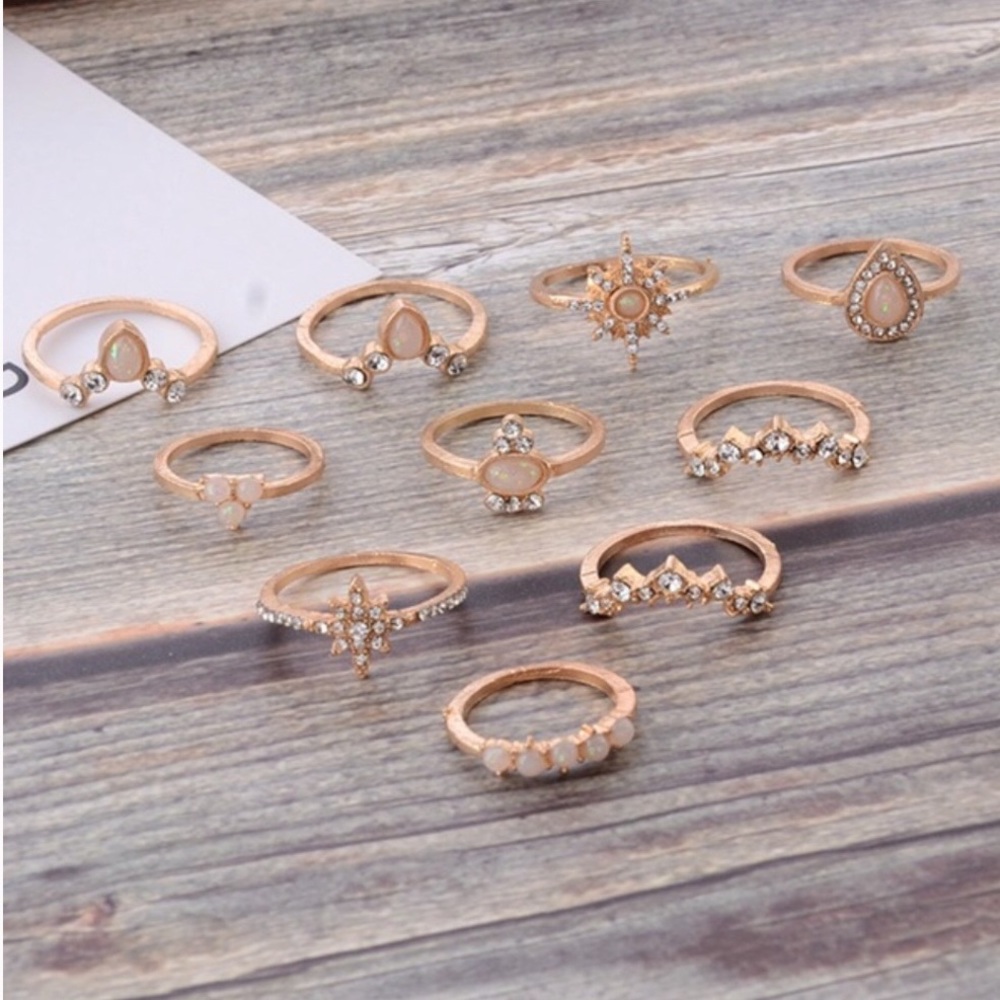 Crystal Opal Midi Knuckle Ring Set - Picture 2 of 4